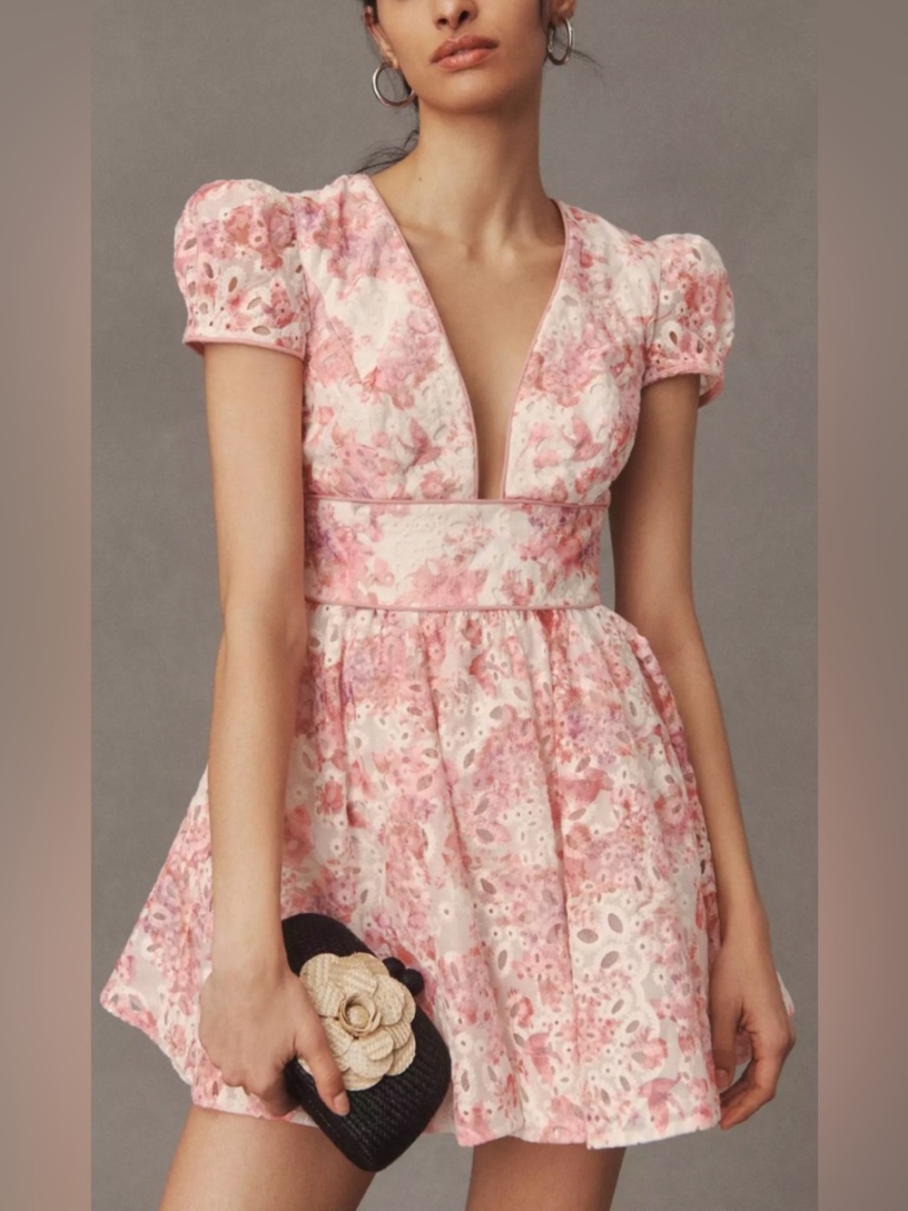 Bardot Tamarin Broderie Mini Dress in Pink Floral XS